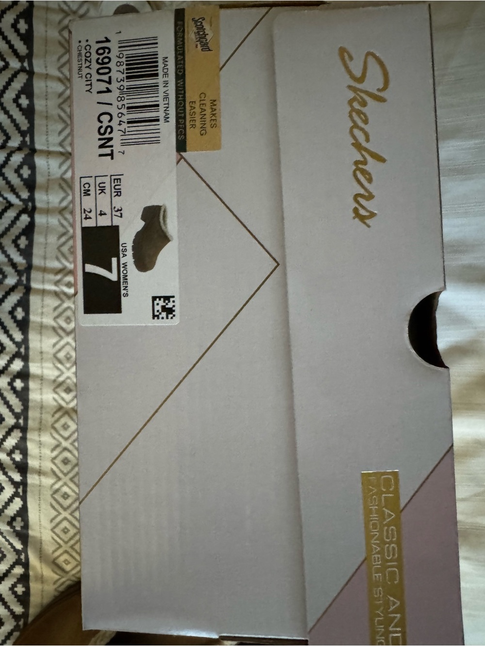 NWT Sketchers Cozy Suede Slip-On Clog in Chestnut Brown with Faux Shearling Sz 7 - Picture 7 of 7